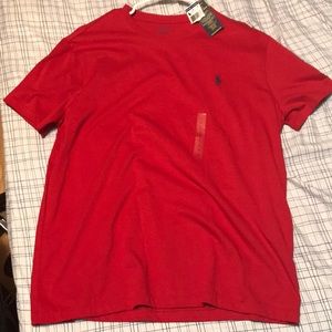 Red polo shirt
